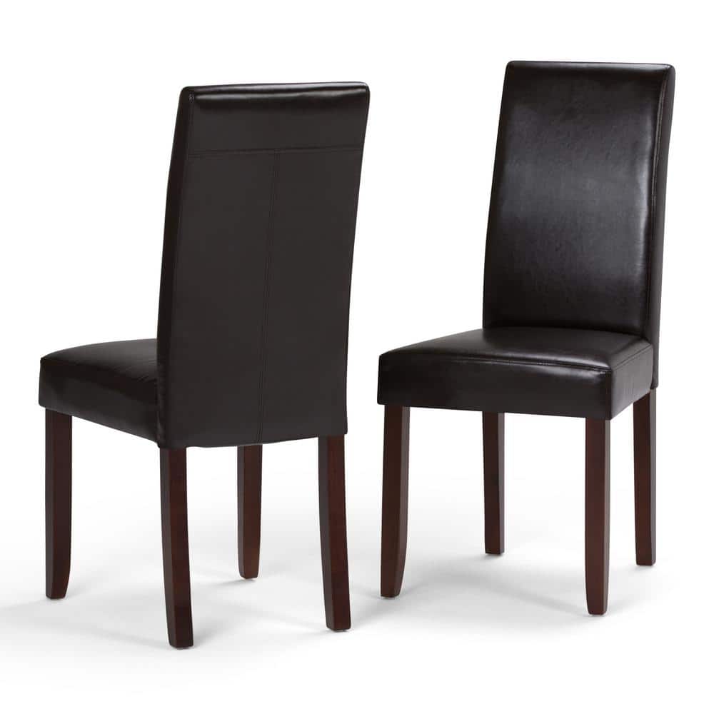 Acadian Transitional Parson Dining Chair in Tanners Brown Faux Leather (Set of 2) price history on PriceWatchPro