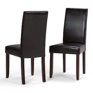 Acadian Transitional Parson Dining Chair in Tanners Brown Faux Leather (Set of 2)