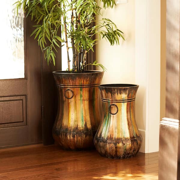 Household Essentials Hand-Painted Floor Vases in Bronzed (2-Piece)