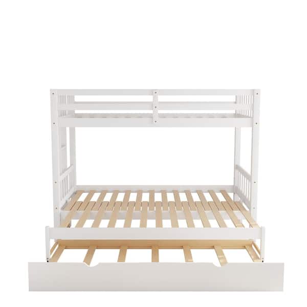 Unbranded White Twin over Pull-out Bunk Bed with Trundle