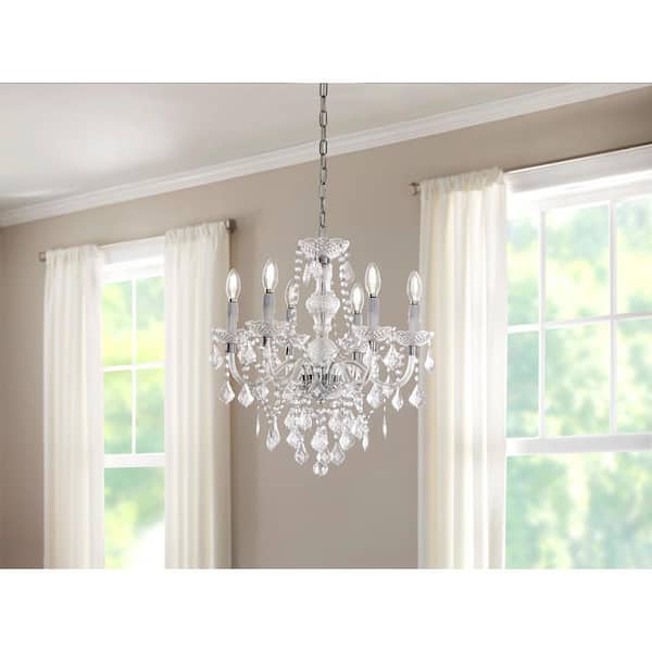 Hampton Bay Maria Theresa 6-Light Chrome with Clear Acrylic Chandelier