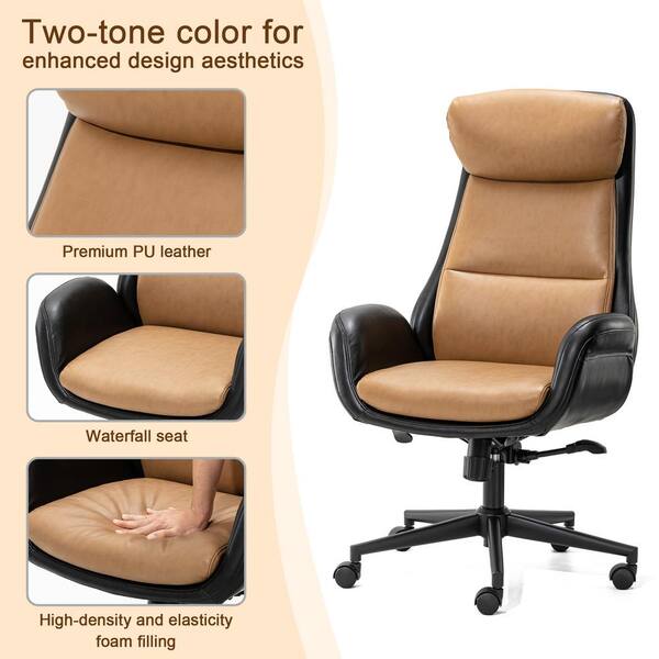Glitzhome Mid-Century Modern Two-tone color Faux Leather
