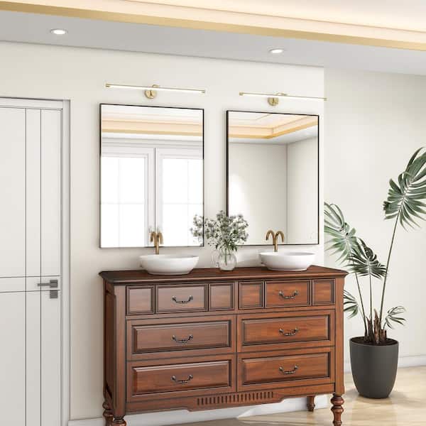 29.5 in. W x 39.5 in. H Rectangular Aluminum Alloy Framed Modern Black Wall Mirror