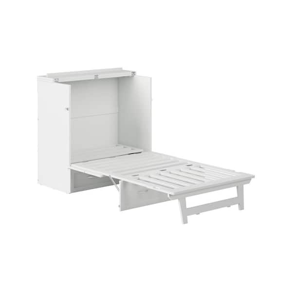 AFI Vivian White Solid Wood Frame Twin XL Murphy Bed with Built-in Charging Station