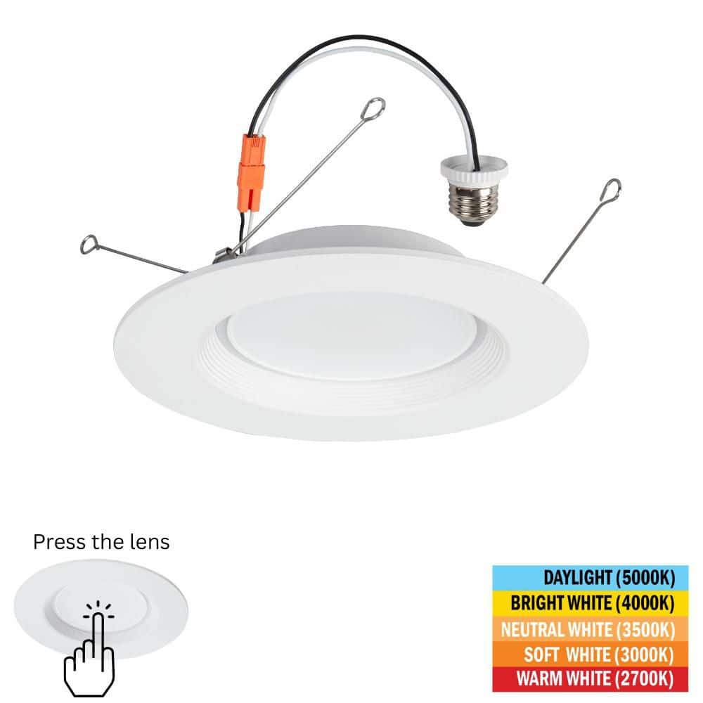 Commercial Electric - 6 in. Retrofit Downlight Adjustable CCT Press Lens Integrated LED Recessed Light Trim Inner Ring Night Light Feature