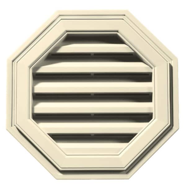 Builders Edge 18 in. x 18 in. Octagon Beige/Bisque Plastic Built-in Screen Gable Louver Vent