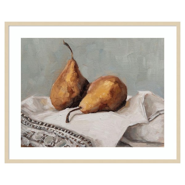 Amanti Art Pair of Pears II by Marian Parsons 41 in. W x 33 in. H. Wood Framed Wall Art Print Framed in Brown