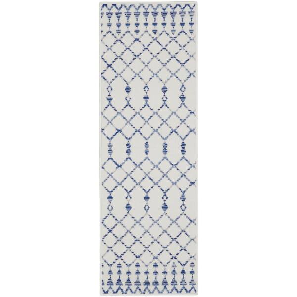 Nourison Whimsicle Ivory 2 ft. x 6 ft. Geometric Bohemian Kitchen Runner Area Rug