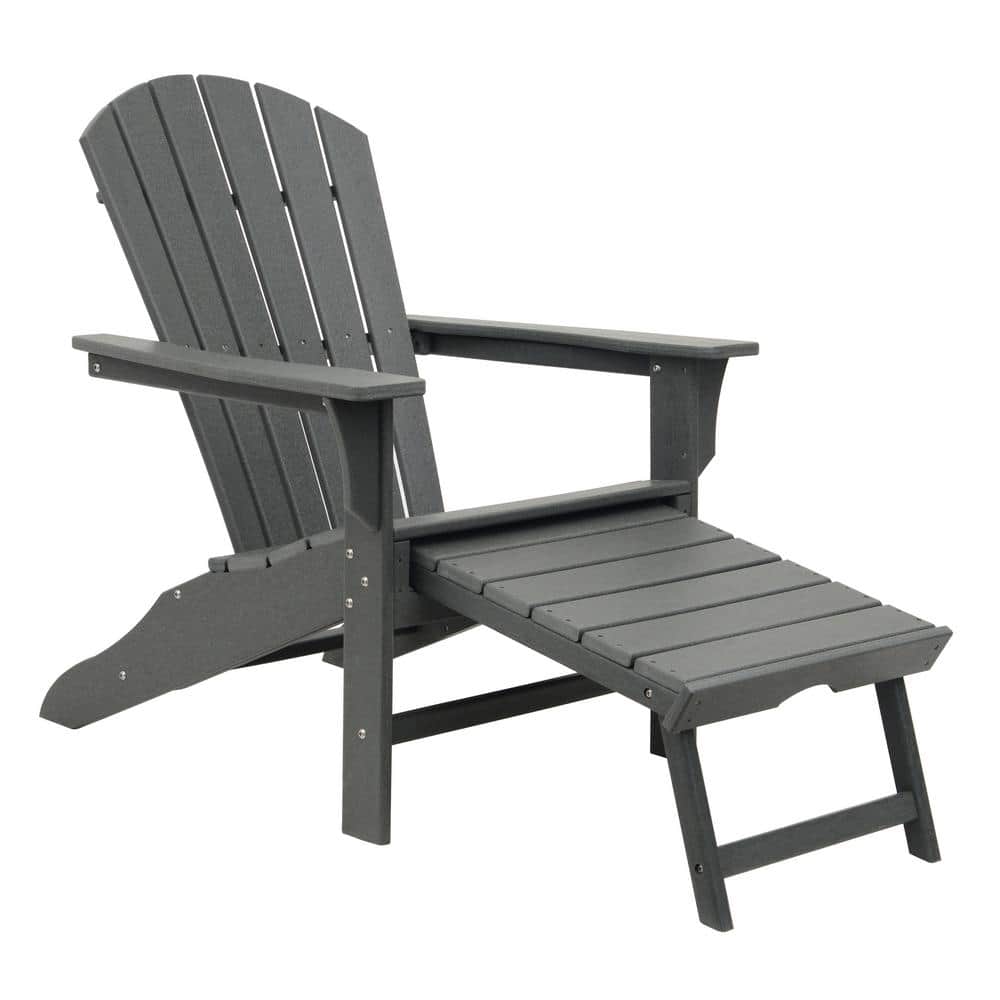 Classic Gray Outdoor Weather Resistant Accent Plastic Adirondack Chair with
