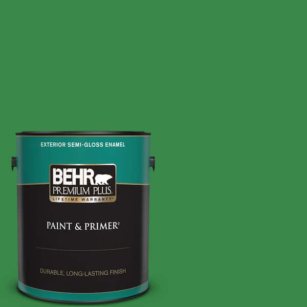 BEHR PREMIUM PLUS 1 gal. #P400-7 Paradise of Greenery Semi-Gloss Enamel Exterior Paint & Primer