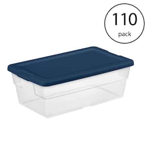 Stackable 6 Quart Storage Box Container, Marine Blue Lid (120 Pack)