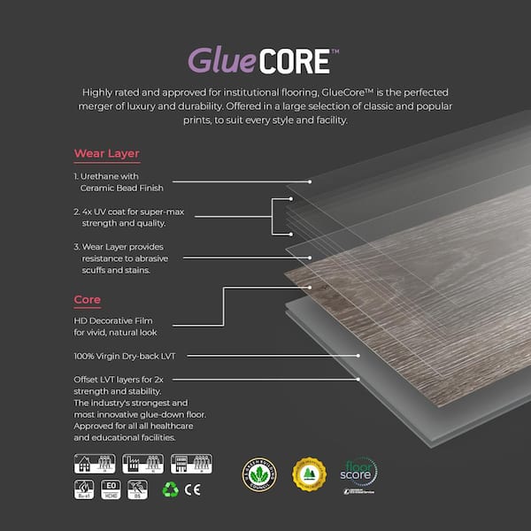 Lucida USA Gluecore Harbor Gray 22-mil x 7-3/32-in W x 48-in L Glue Down  Luxury Vinyl Plank Flooring (39-sq ft/ Carton) in the Vinyl Plank  department at