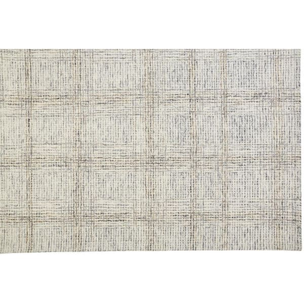 Gray and Ivory Plaid 9 ft. x 12 ft. Area Rug