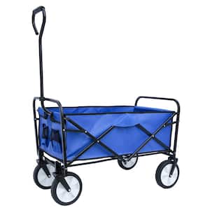3.6 cu.ft. 600D Polyester Fabric Folding Wagon Garden Cart, Shopping Beach Cart, Blue
