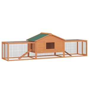 2-Story Golden Red Wooden Rabbit Hutch Pet House with Ramps and Lockable Doors - Large