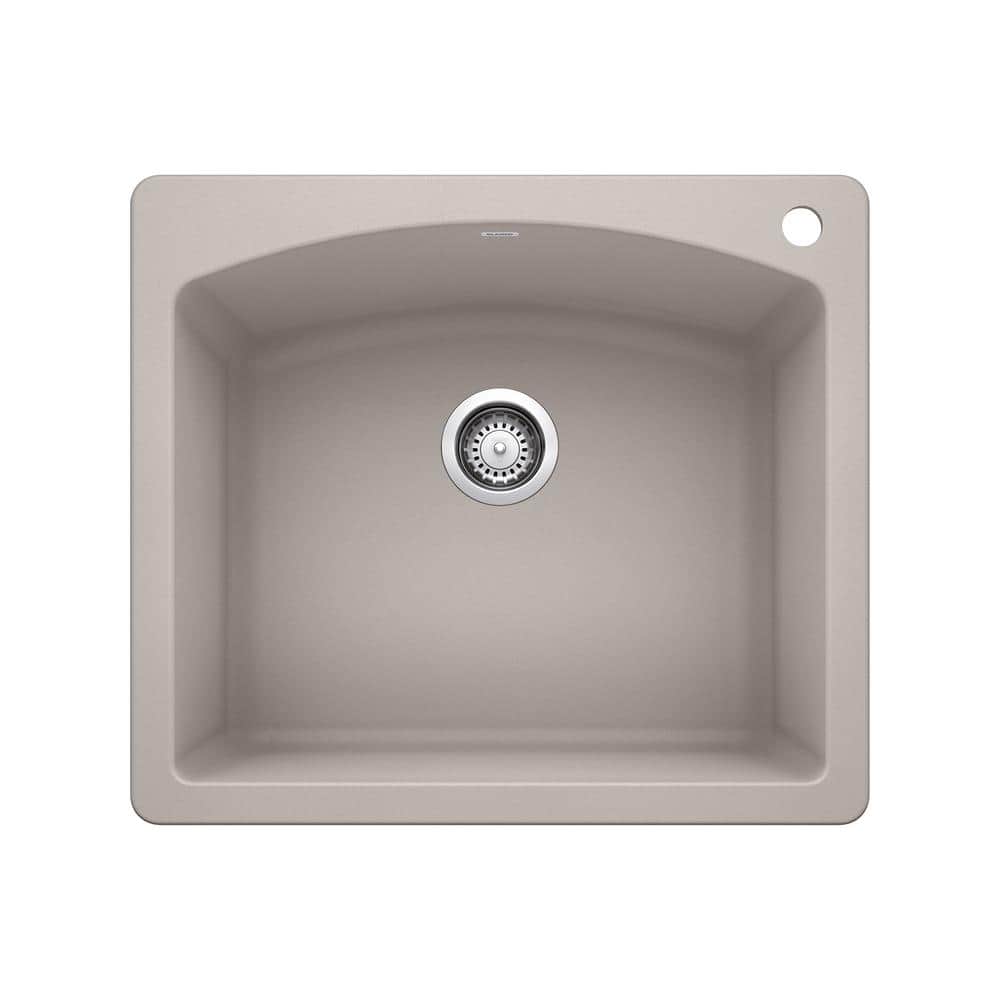 DIAMOND Dual Mount Concrete Gray Granite Composite 25 in. 1-Hole Single Bow