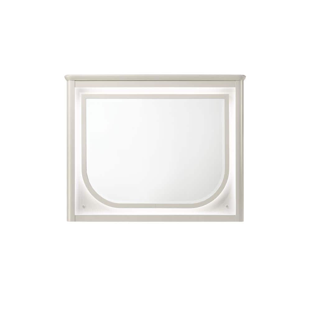 White 45 in W x 36 in. H Cottage Rectangle Wood Framed Mirror Bathroom Mirr