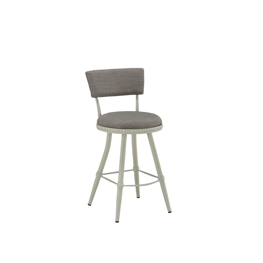 Gray Adjustable Swivel Metal Barstool with Padded Seat