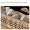 JAYDEN CREATION Joachim Farmhouse Rattan Storage Hollow-Carved Design Bedroom Bench with Acacia Wood Leg-Natural BEVS0982-NAT
