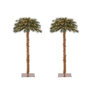 Island Breeze 5 ft. Pre-Lit Artificial Tropical Christmas Palm Tree (2-Pack)