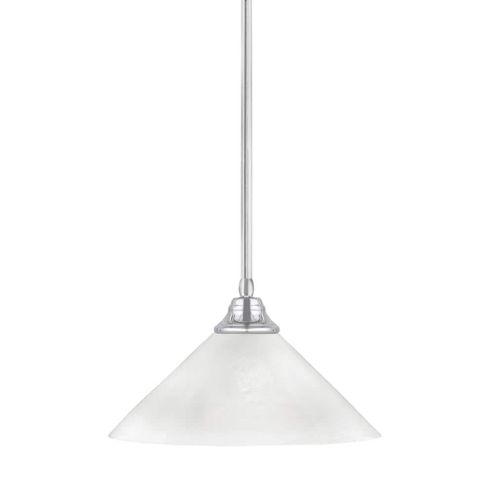 Sparta 100-Watt 1 Light Chrome Shaded Pendant Light with 16 in. White Marbl