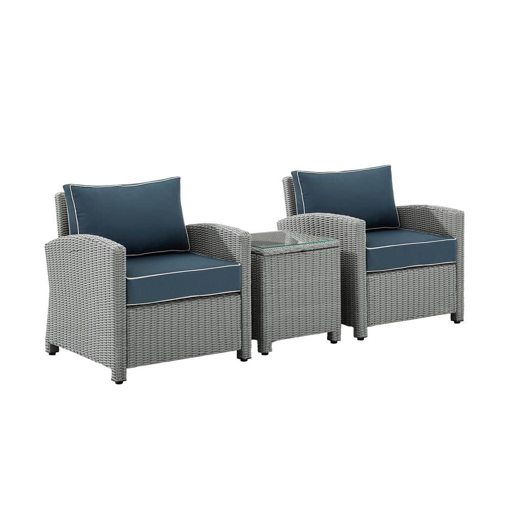 CROSLEY FURNITURE Bradenton Gray 3Piece Wicker Patio Conversation