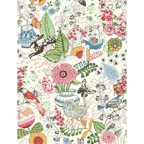 A-Street Prints Whimsy Multicolor Fauna Multicolor Wallpaper Sample