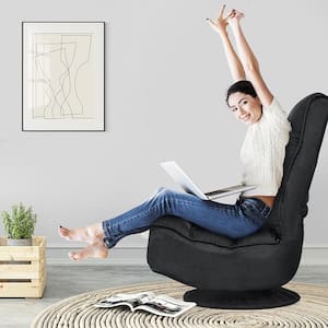 1-Seat 4-Position 360 Degree Swivel Adjustable Game Chair Lazy Sofa in Black