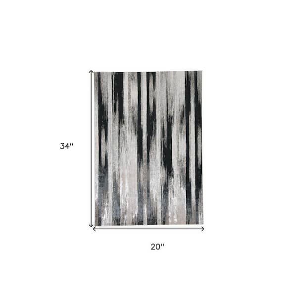 2 x 3 Black Silver and Gray Abstract Area Rug