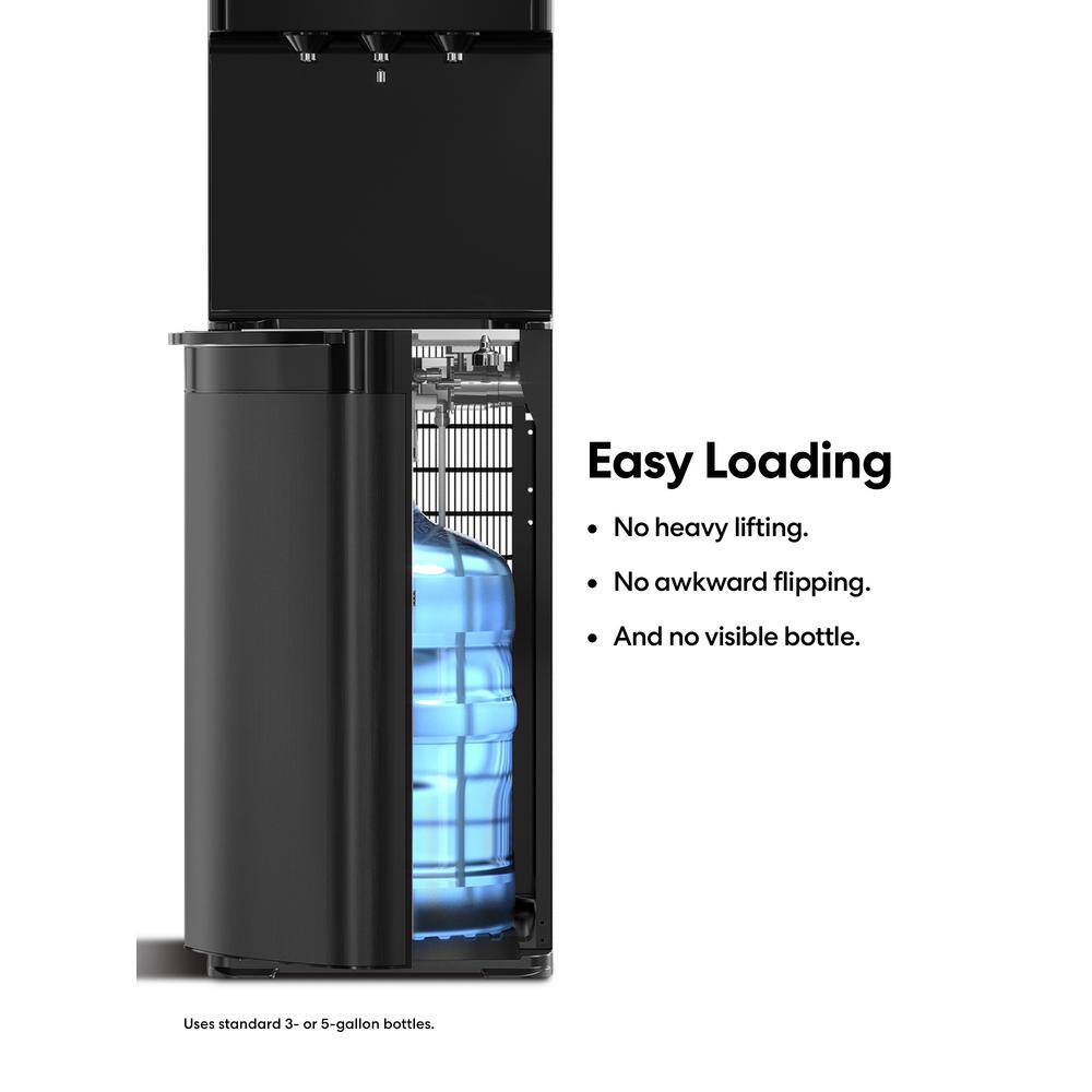 Brio Black Stainless Steel Bottom Loading Water Dispenser with UV Self-Cleaning