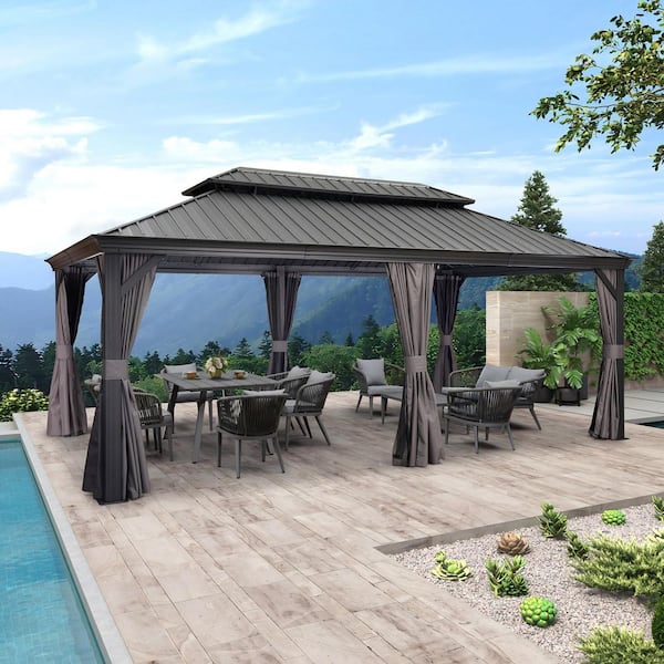 PURPLE LEAF 12 ft.x 20 ft. Luxury Aluminum Frame Hardtop Gazebo