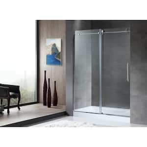 MADAM Series 48 in. by 76 in. Frameless Sliding Shower Door in Chrome with Handle