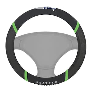 NFL - Seattle Seahawks Polyester Embroidered Steering Wheel Cover in Black