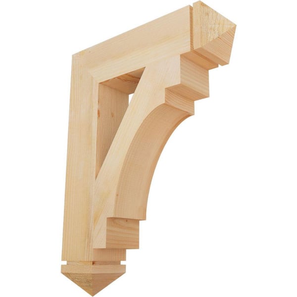 Ekena Millwork 6 in. x 34 in. x 26 in. Douglas Fir Merced Arts and Crafts Rough Sawn Bracket