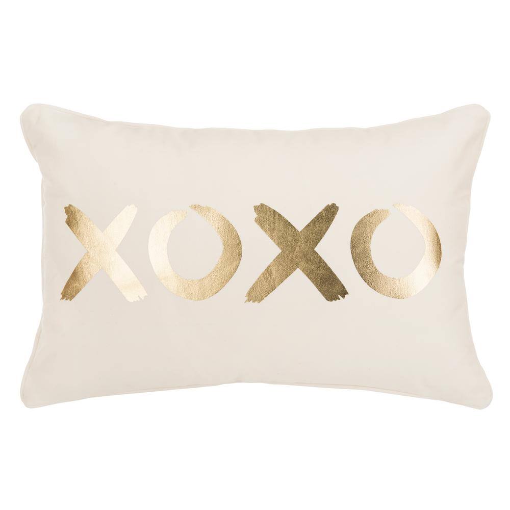 12" x 18" Cream and Gold Foil Accent Pillow