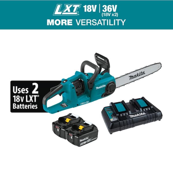 Makita LXT 16 in. 18V X2 36V Lithium Ion Brushless Battery Chain Saw Kit 5.0Ah XCU04PT