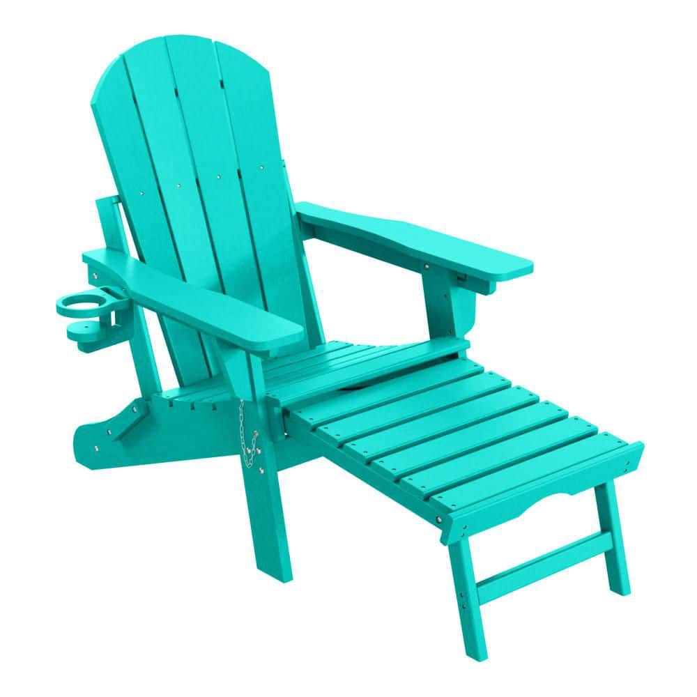 Laguna Turquoise Outdoor Folding Adjustable Plastic Adirondack Chair w/ Cup Holder & Hideaway Ottoman Set of 1 price history on PriceWatchPro