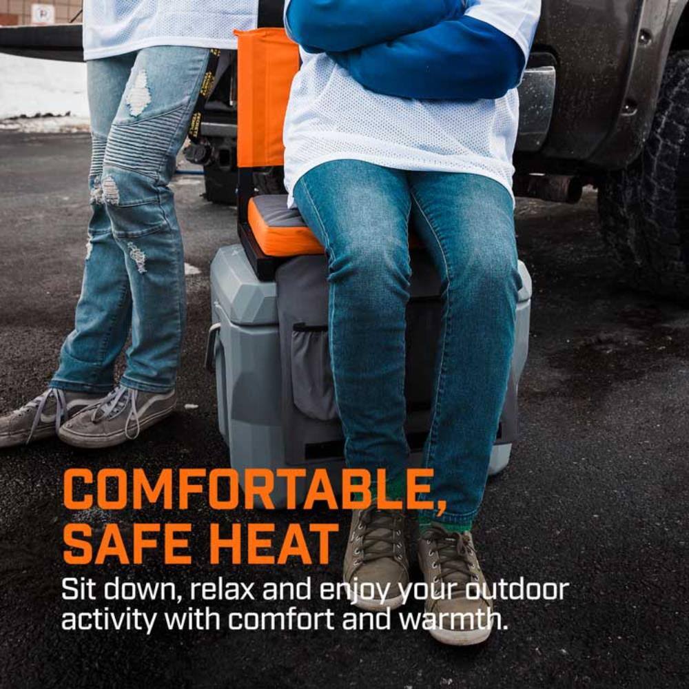 THAW Gray and Orange Heated Stadium Seat with Storage
