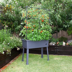 Patio Ideas - 15.75 in. x 31.5 in. x 63 in. Self-Watering Raised Garden Bed with Trellis and Greenhouse Cover