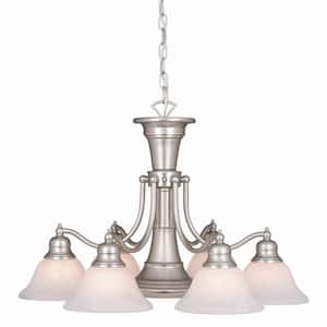 Standford 6-Light Brushed Nickel Chandelier with Down Light and Switch
