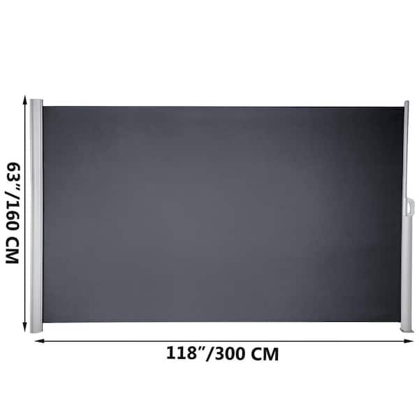 YITAHOME 118"X 78" Retractable Side Awning Folding Privacy Screen Privacy Fence Waterproof Uv Resistant Privacy Awning Outdoor For Garden Deck Patio Pools Balcony Gray 3