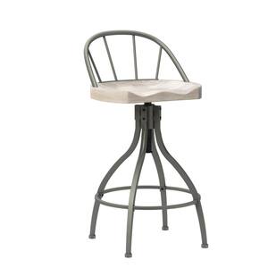 Worland 21 in. Gray Full Back Metal/Wood 41.25in. Bar Stool with Rubberwood Seat 1 Set of Included