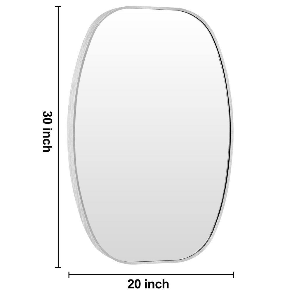 Crane Lake 20" x 30" Silver Oval Metal Framed Bathroom Mirror