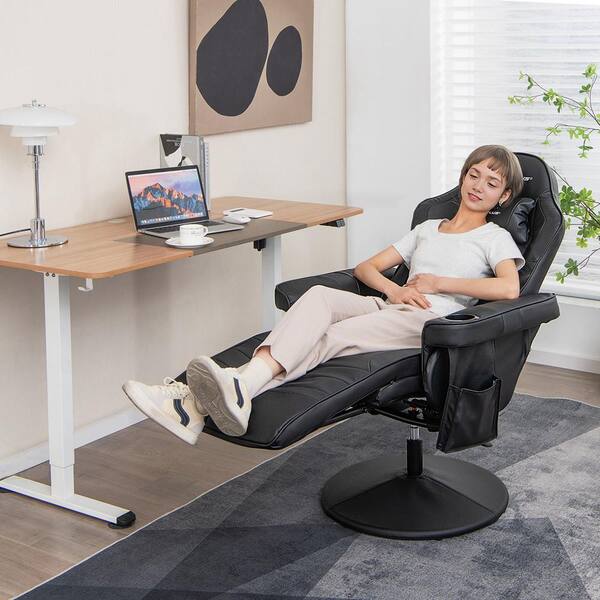 Costway Massage Gaming Recliner Black Height Adjustable Racing