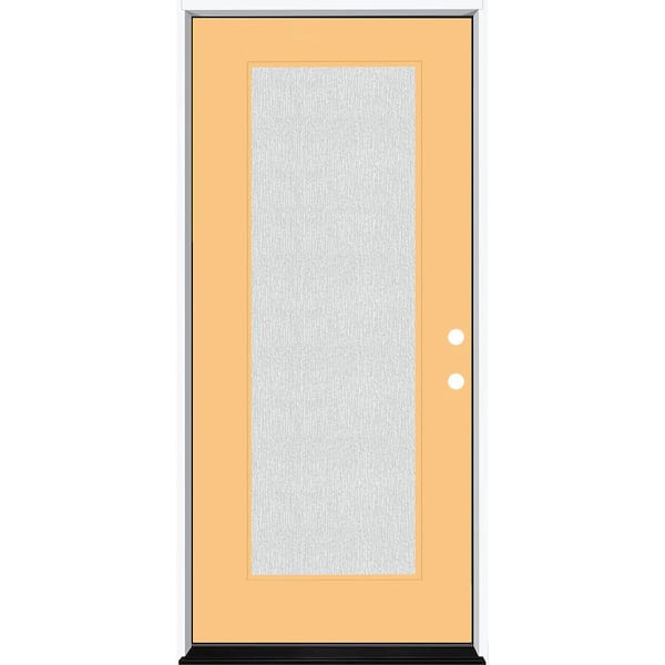 Steves & Sons Legacy 36 in. x 80 in. Full Lite Rain Glass LHIS Primed Jackfruit Finish Fiberglass Prehung Front Door