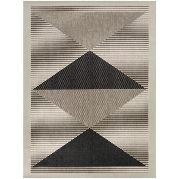 BALTA Helidon Charcoal 5 ft. 3 in. x 7 ft. Geometric Indoor/Outdoor Area Rug