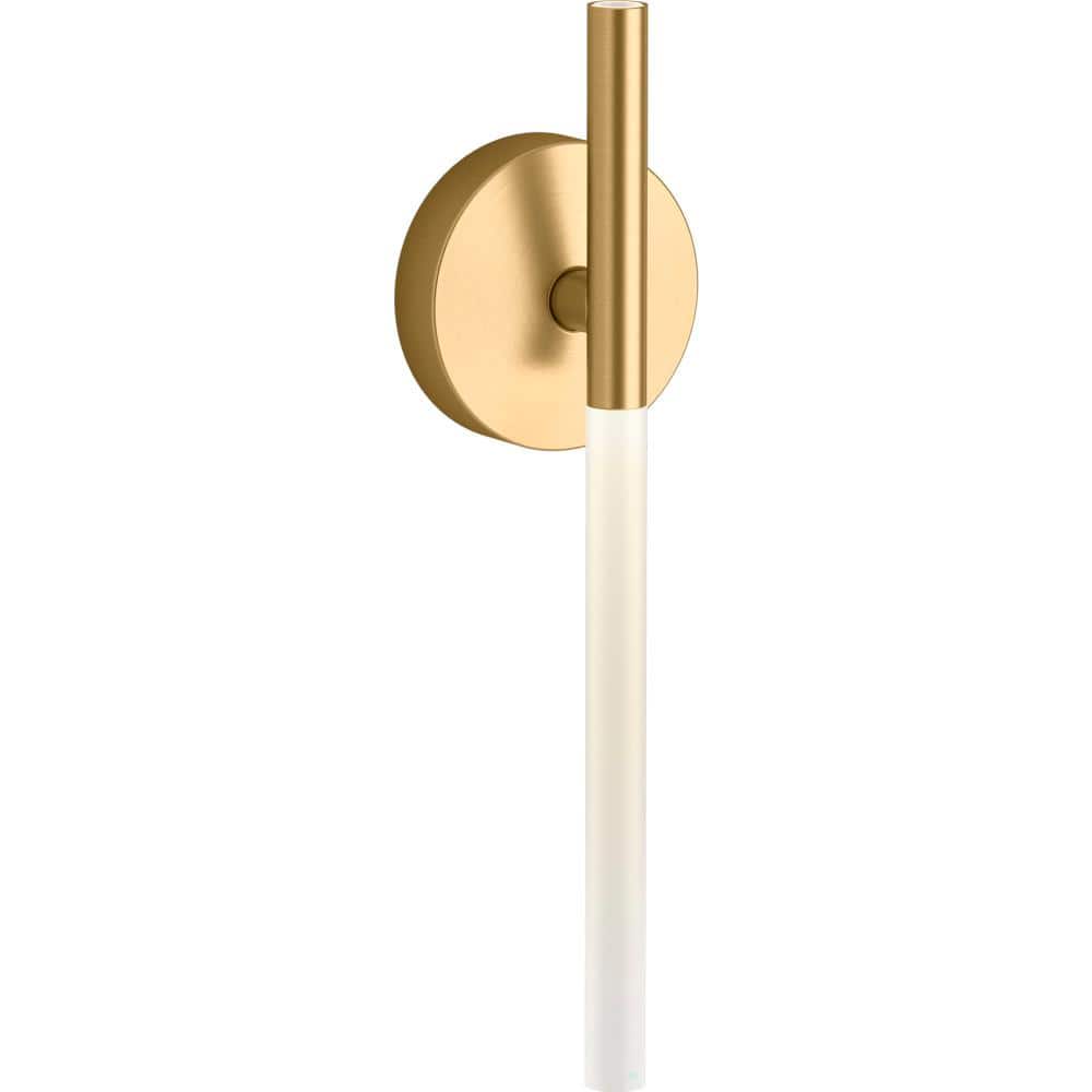 Brushed Moderne Brass LED Sconce with Clear Glass Shade