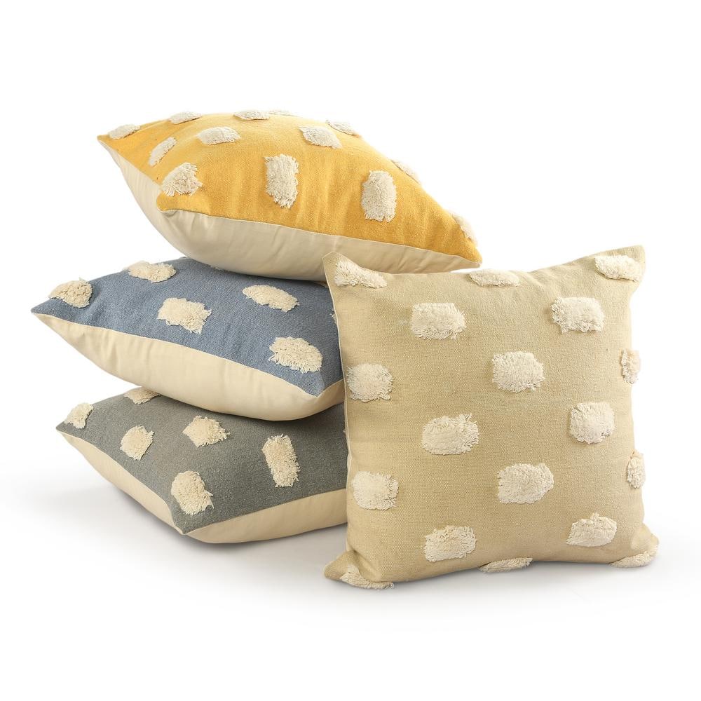 Zeal 20" Gray and White Cotton Decorative Pillow