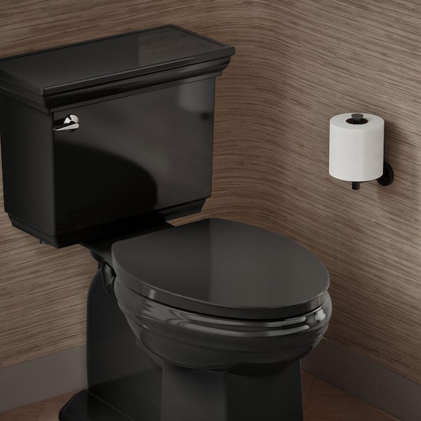 Impro Elongated Ready Latch Quiet-Close Toilet Seat in Black Black