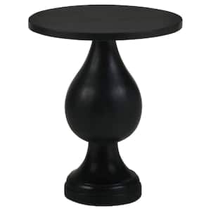 20.25 in. Black Stain Round Wood Accent Table with Pedestal Base
